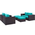 thumbnail image 3 of Modern Contemporary Urban Design Outdoor Patio Balcony Five PCS Sofa Set, Blue, Rattan, 3 of 7
