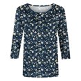 thumbnail image 5 of Nrmvnmi Womens 3/4 Length Sleeve Cotton Tops Casual Floral Print Round Neck Summer Tops Loose Fit Elastic and Lightweight Blouse For Women, 5 of 5