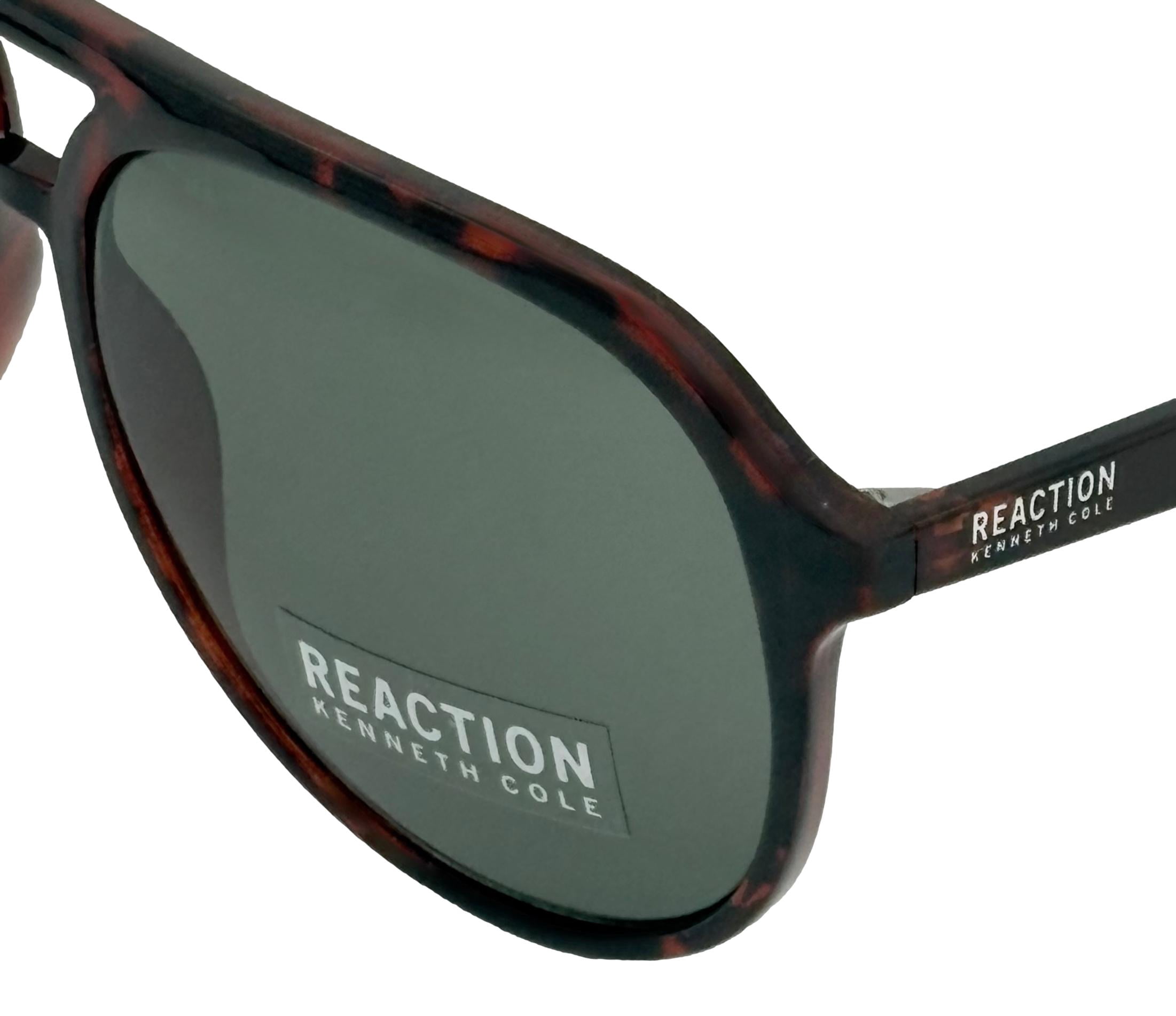 Kenneth Cole Reaction Mens Sunglass Dark Havana Plastic Aviator, KC1383. 52B