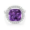 thumbnail image 2 of Gem Stone King 925 Sterling Silver Ring Amethyst Moissanite (7.28 Cttw), 2 of 4