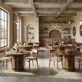 thumbnail image 6 of Fnova 39.37" Round Dining Table for 4 Person, Farmhouse Kitchen Table with Fence Pedestal Base for Kitchen, Dining Room, Living Room, Rustic Brown (Chairs Not Included), 6 of 9