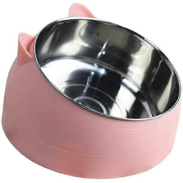 Cat Food Bowl 400Ml Stainless Steel Pet Bowl Anti-Spill Anti-Slip Base Rubber Mat Large Dog