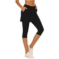 thumbnail image 2 of Dresfit Skorts Womens Upf 50+ Quick Dry Tennis Leggings 2026 Summer Capri High Waisted Yoga Pants Tummy Control Athletic Capris with Pockets Black L, 2 of 3