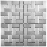 SomerTile Meta Spiral 11-3/4 in. x 11-3/4 in. x 8 mm Stainless Steel Metal Over Ceramic Mosaic Tile