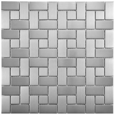 SomerTile Meta Spiral 11-3/4 in. x 11-3/4 in. x 8 mm Stainless Steel Metal Over Ceramic Mosaic Tile