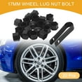 thumbnail image 2 of 20 Pcs Wheel Lug Nut Bolt with Clip Rims Tire Nut Screws Dust Cap Cover Nut Protection Plastic Black 17mm, 2 of 7