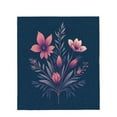thumbnail image 4 of Durable Soft & Warm Flannel Blanket - Cozy Floral Design in Pink & Purple on Dark Blue Perfect for Sofa Travel Bed & Chair, 4 of 7