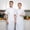 White, variant on Unisex Chef Coat Short Sleeve, Breathable Cotton Blend Kitchen Uniform, Press Button Stand Collar Chef Jacket, Hotel Restaurant Cooking Work Shirt, M-6XL