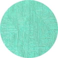 thumbnail image 1 of Ahgly Company Machine Washable Indoor Round Solid Turquoise Blue Modern Area Rugs, 4' Round, 1 of 4