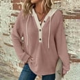 thumbnail image 2 of Godom Women's Hoodie Oversized Waffle Knit Tops Casual Shirts Long Sleeve V Neck Solid Color Casual Tunic Sweatshirt, 2 of 6