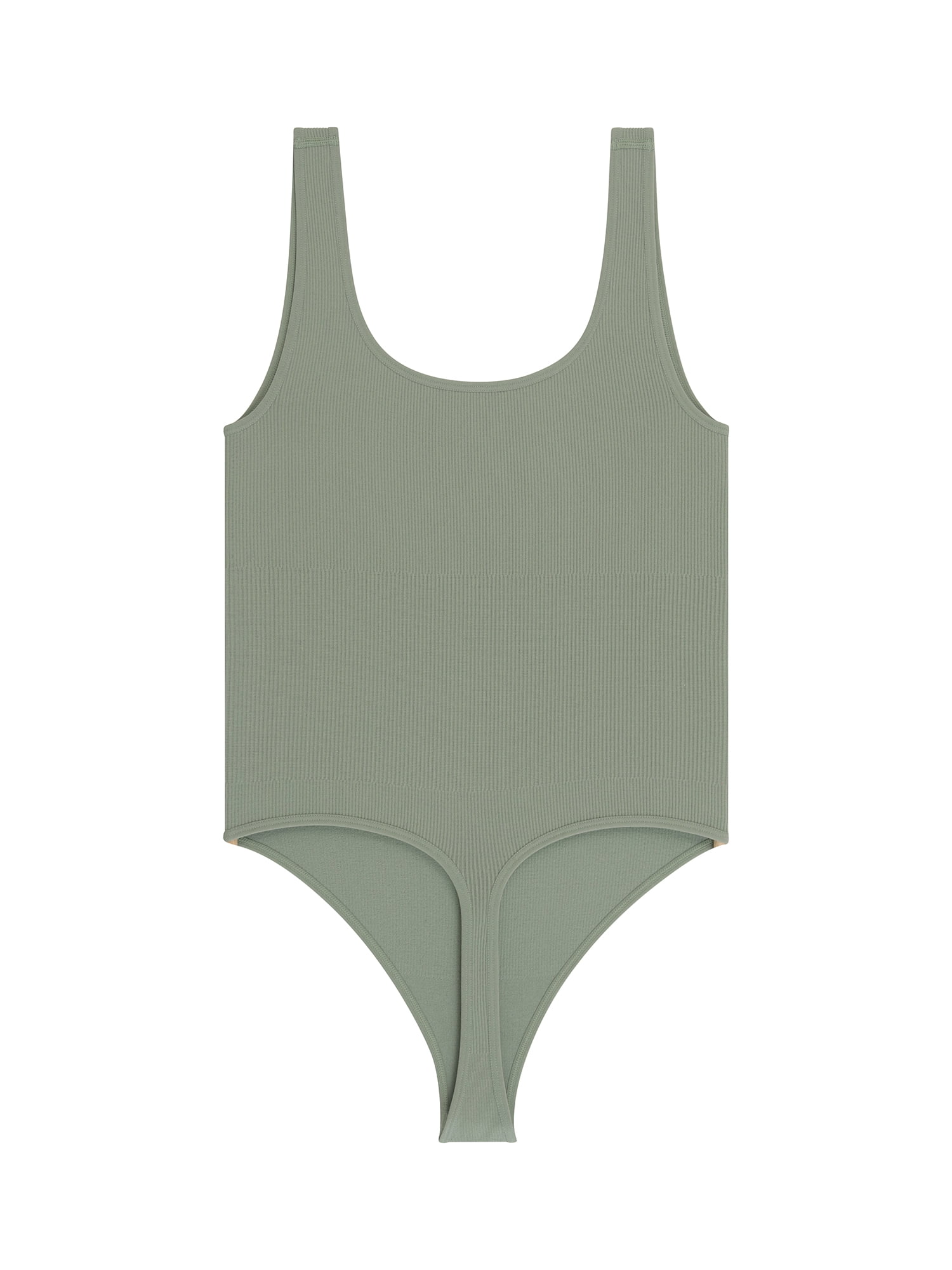 No Boundaries Women's Seamless Smoothing Rib Square Neck Bodysuit, Sizes XS-XXXL