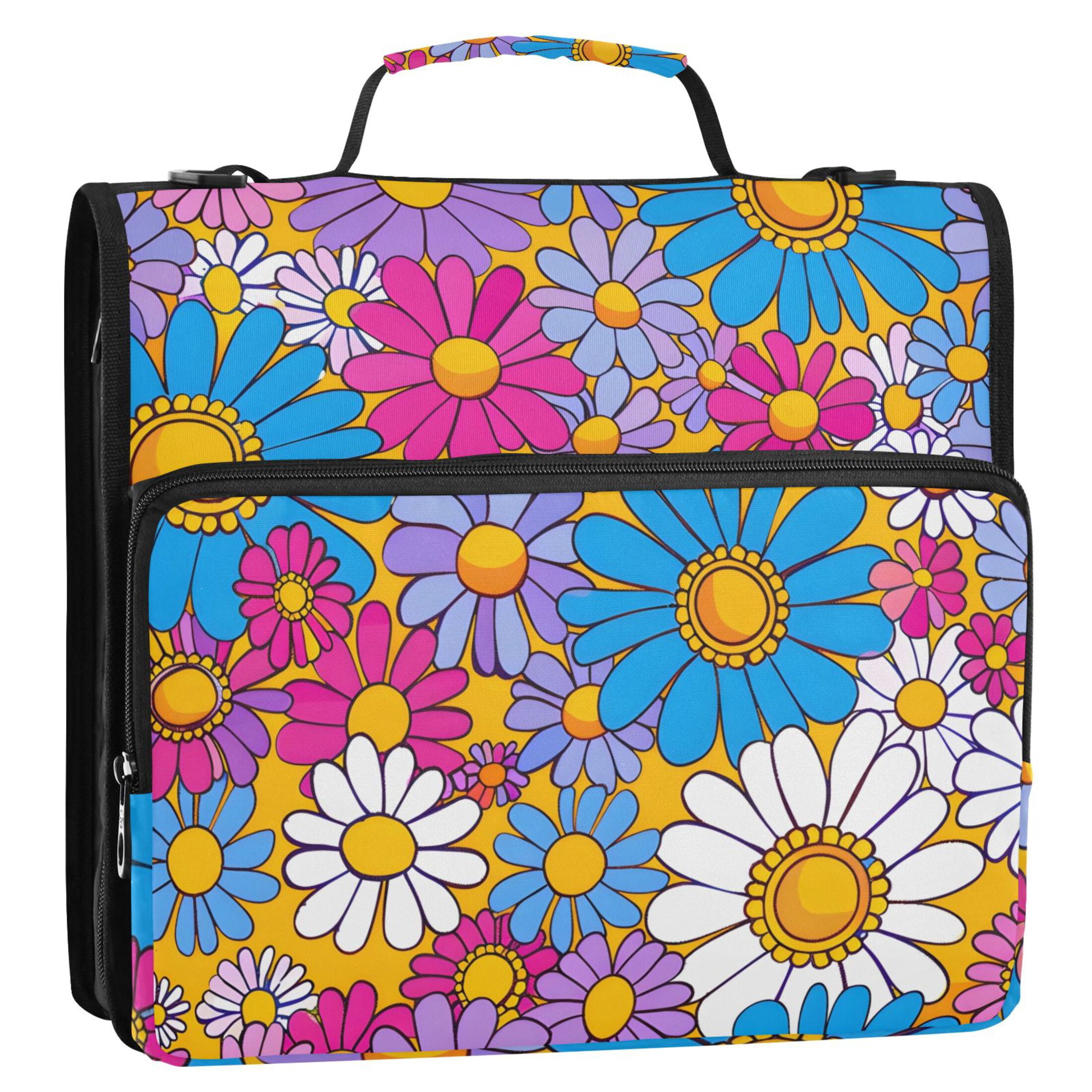 ALAZA Zipper Binder Sunflowers 3 Ring Trapper Keeper File Folder Organizer Bag