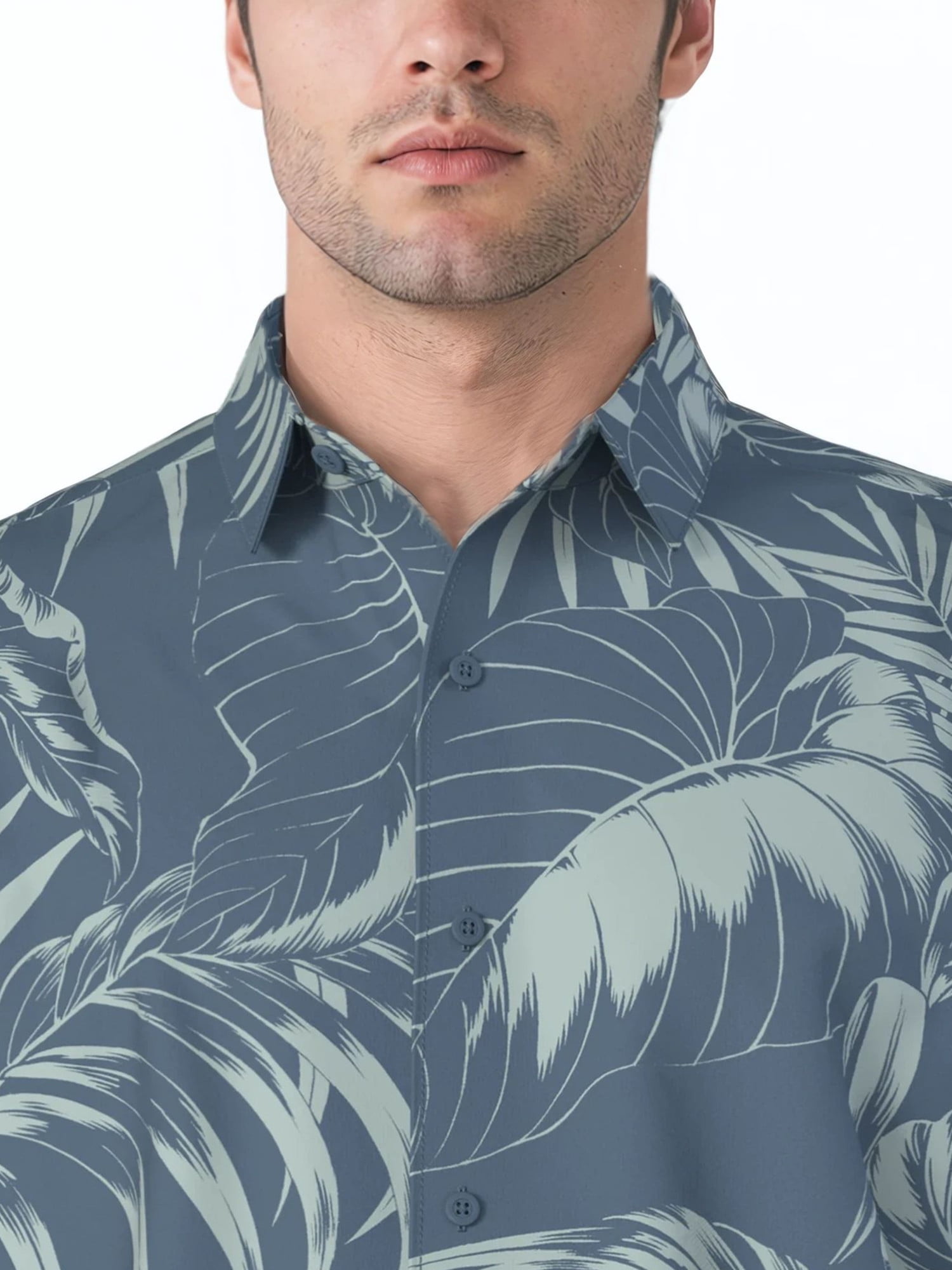 Cafe Luna Men's and Big Men's Printed Leaves Short Sleeve Woven Shirt, Size S-4XL