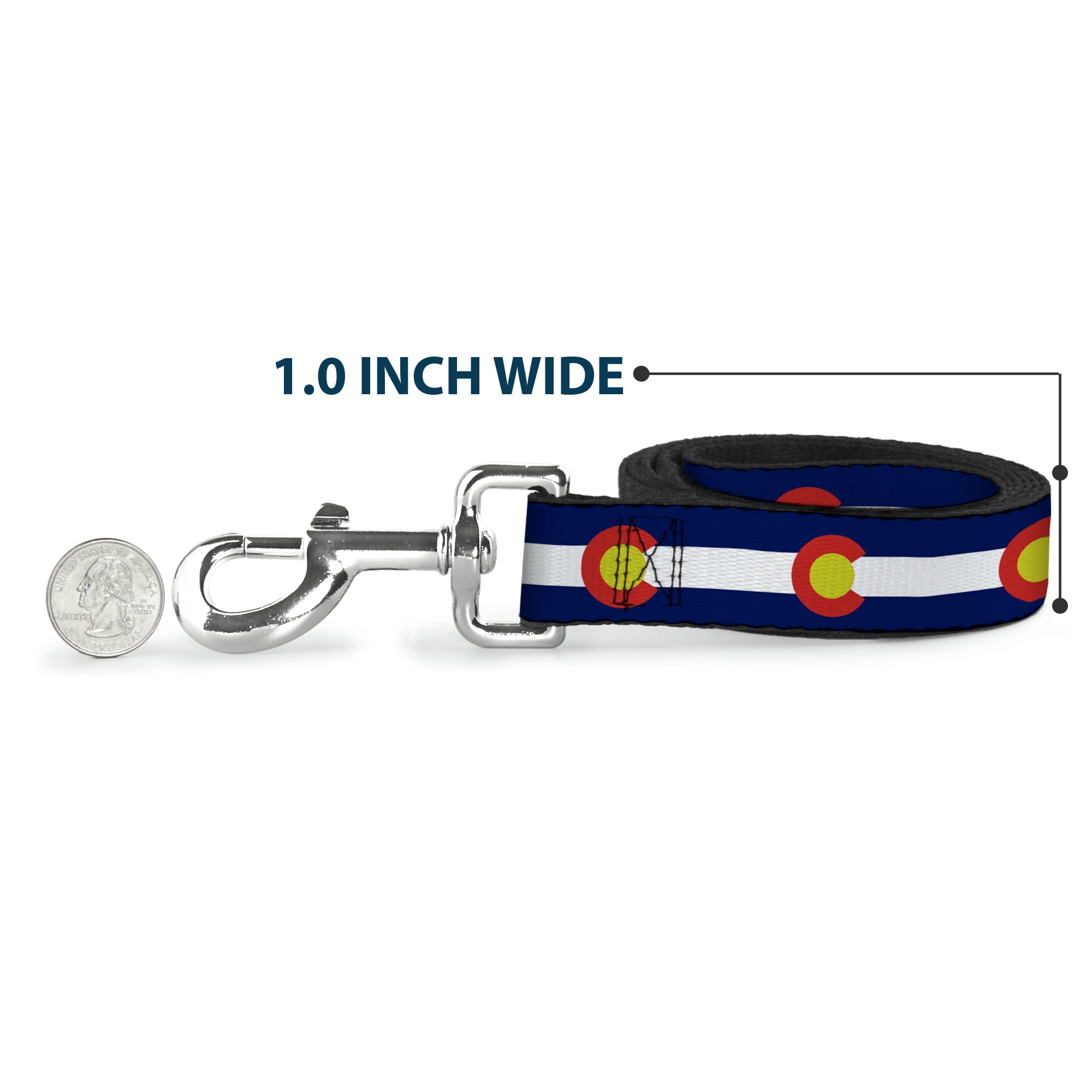 Buckle-Down Pet Leash, Dog Leash, Colorado Flags Repeat, 6 Feet Long 1.0 Inch Wide