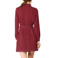thumbnail image 4 of Allegra K Women's Contrast Line Long Sleeves Belted Waist Dress with Pockets, 4 of 7