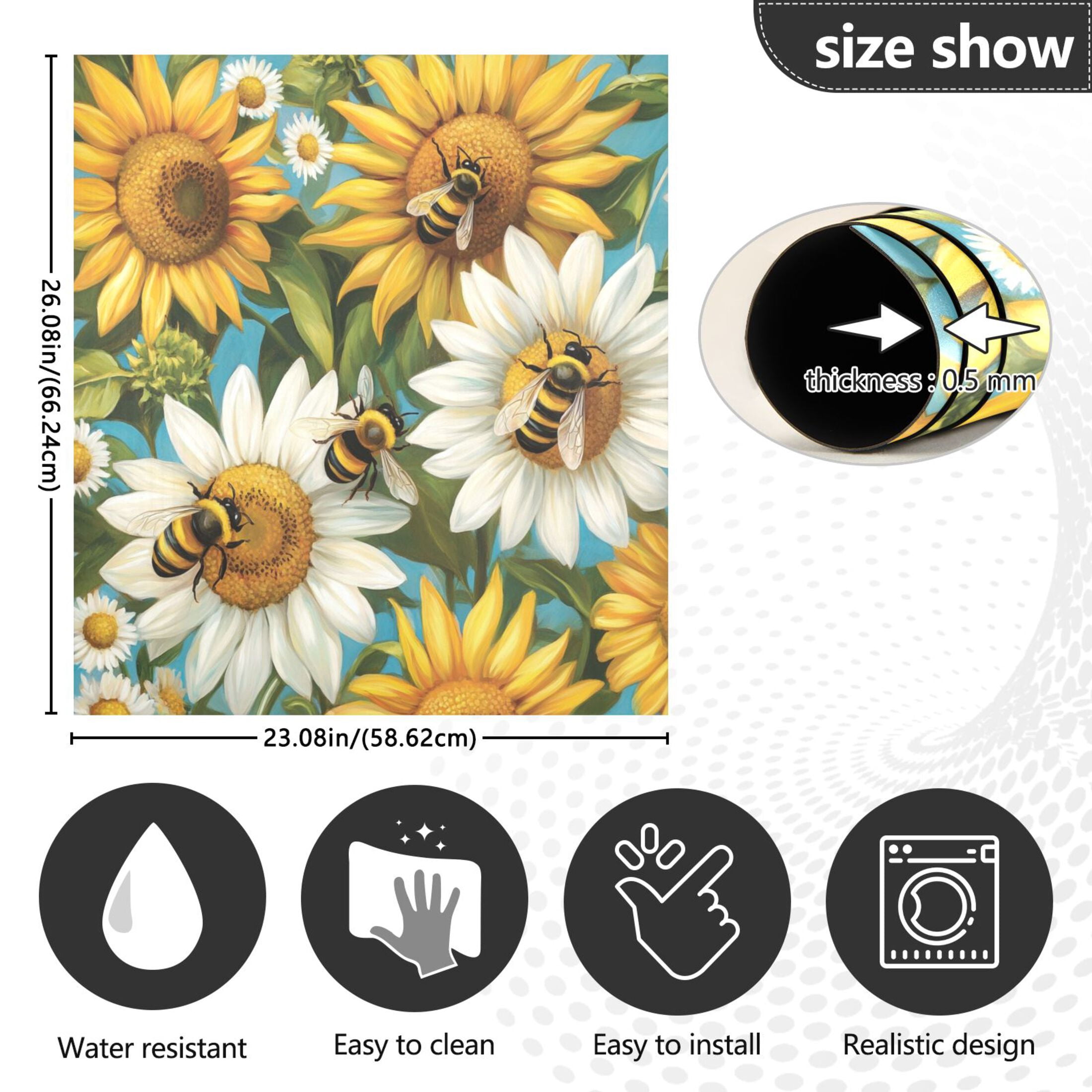 Dishwasher Magnetic Sticker 23x26 Inch Refrigerator Magnetic Sticker Washing Machine Magnetic Sticker Kitchen Panel Magnetic Sticker Home Decor Lovely Big Bee