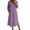 Purple, variant on Ohufall Women Dresses Cotton Linen Button Crew Neck Long Sleeve Dress Pleated Loose Comfort Casual Maxi Dress