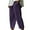 Purple, variant on WREESH Womens Summer Capri Pants Cotton Linen Pants Solid Fashion Casual Loose Pockets Elastic Waist Drawstring Trousers Cropped Pants Purple