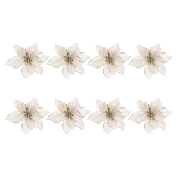 EeaseMX 8 piezas de 13 cm de purpurina artificial para boda, Navidad, coronas de árbol de Navidad, adornos decorativos (dorados)