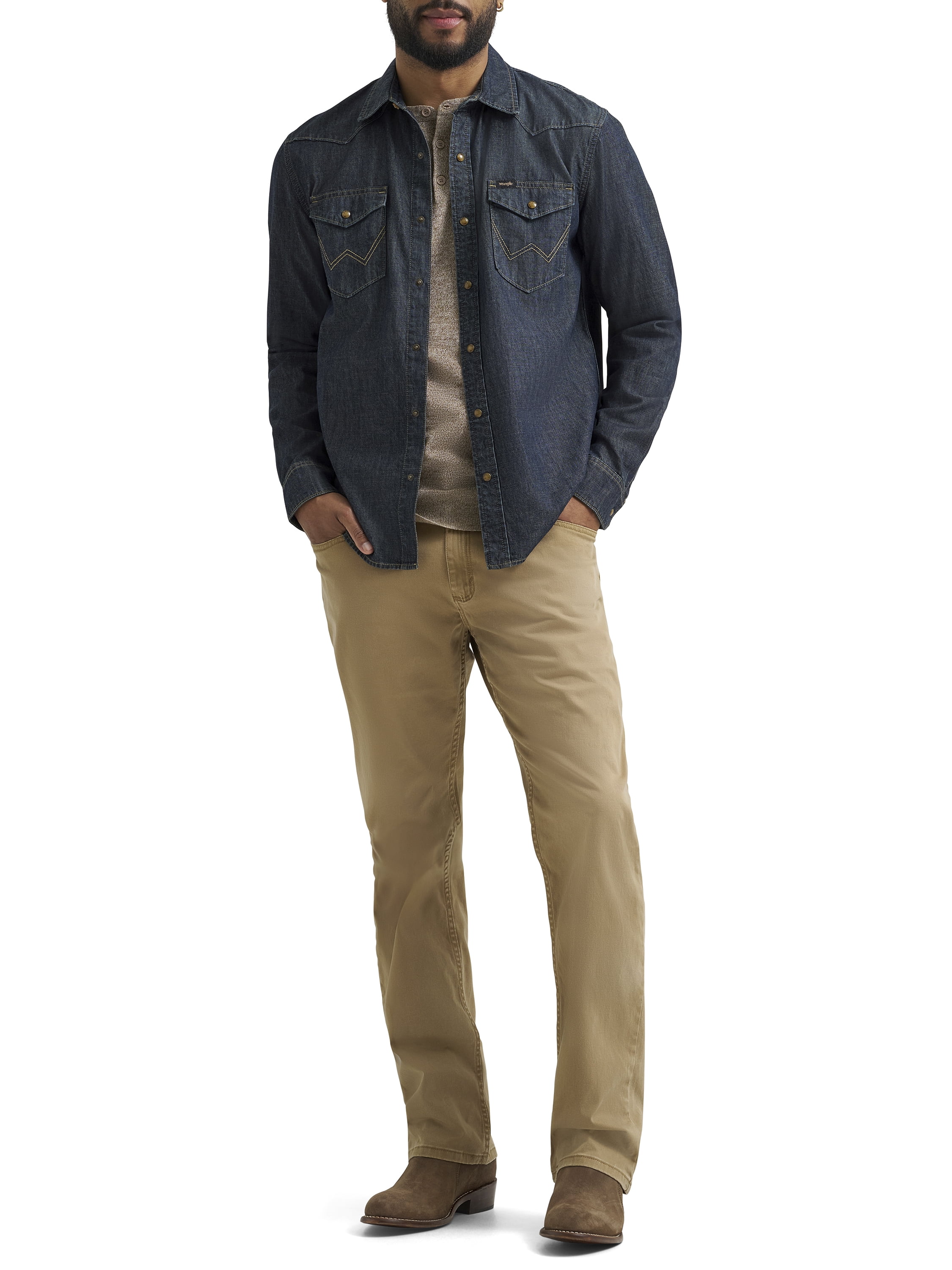 Wrangler® Men's Regular Fit Long Sleeve Denim Shirt, S-2XL