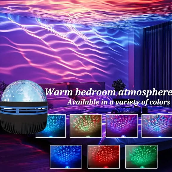 Ocean Wave Projector, 7 Color Aurora Night Light Projector Mood Lighting with Dimmable & Remote Control for Bedroom Kids Teen Girl Gift Room Decor
