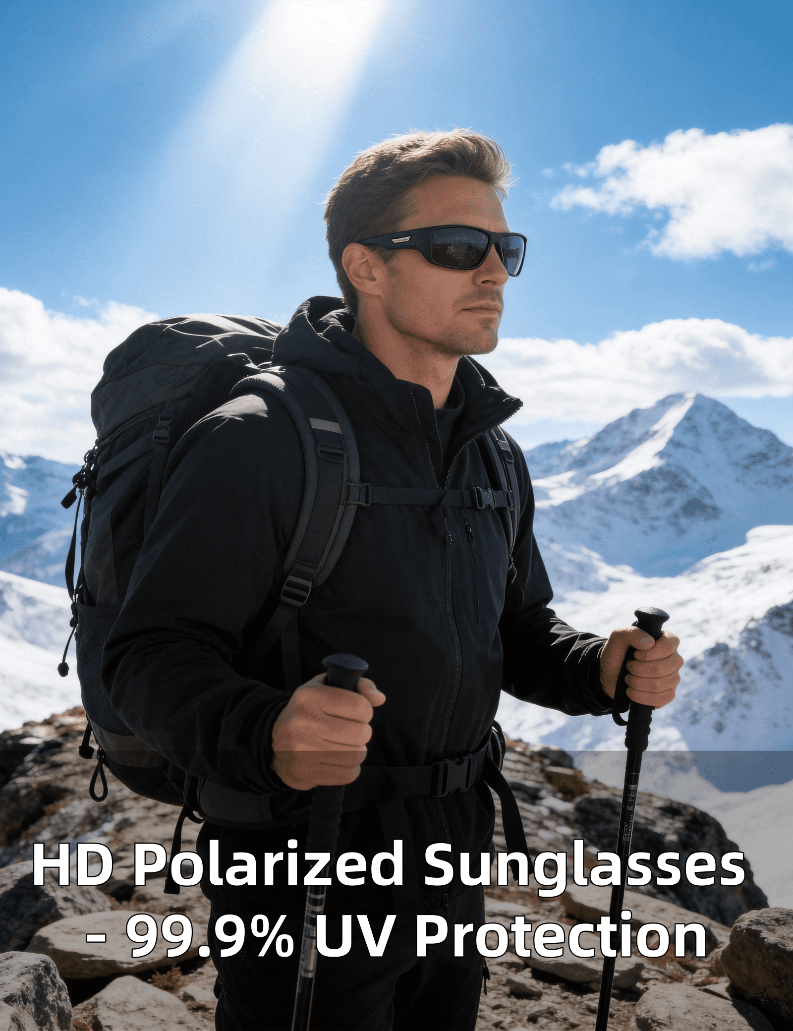 PUKCLAR Polarized Sports Sunglasses for Men Women Driving Sunglasses Cycling Running Fishing Golf Goggles Unbreakable Frame