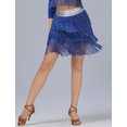 thumbnail image 4 of FEOYA Women's Fringe Dance Skirt Ladies Belly Dance Skirt Sequin Tassel Latin Skirt Sparkle Multi Layer Tassel Skirt S Blue, 4 of 6
