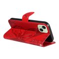 thumbnail image 5 of Dteck Pattern Case for iPhone 15,Magnetic Leather Butterfly Floral Embossed Flip Case Card Slots Wallet Stand Cover with Wrist Strap for iPhone 15,Red, 5 of 7