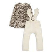 Jessica Simpson Baby Girl Bodysuit & Overalls, 2pc set