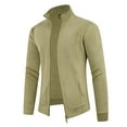 thumbnail image 2 of LpwkSSA Men's Cardigan Coat Double Sided Fleece Zipper Long Sleeve Stand Collar Solid Color Warm Coat with Pockets for Casual Sports Style Green XL, 2 of 7