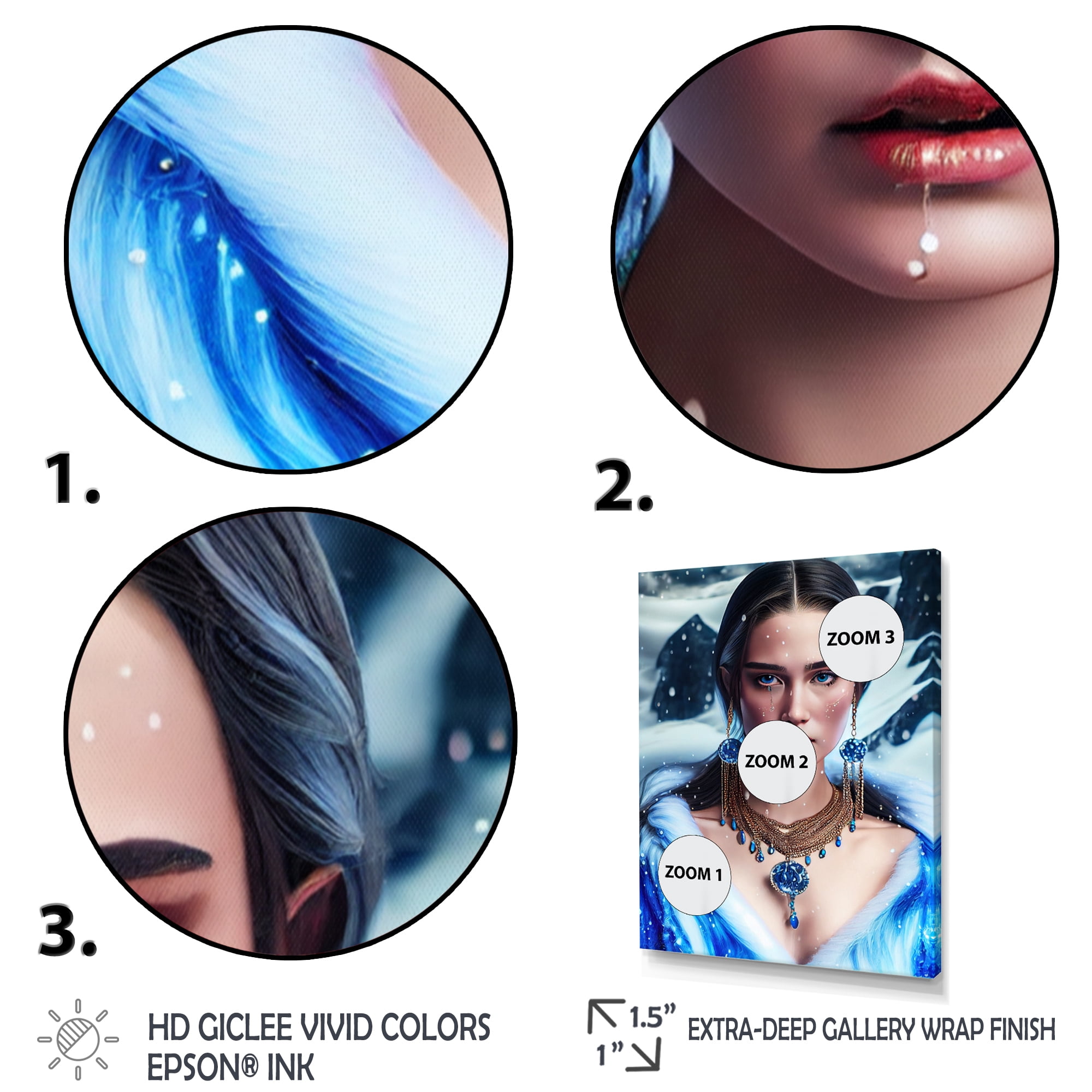 Designart Silver Ice And Blue Archangel VI Canvas Wall Art