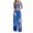 Blue, variant on Giftesty Two Piece Outfits Women,Fashion Women Casaul Summer Sleeveless Print Short Camis Top Long Pant Set