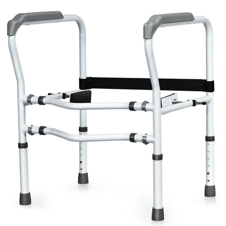 Gymax Adjustable Toilet Safety Frame & Rail Stand Alone Bathroom Toilet Handrail