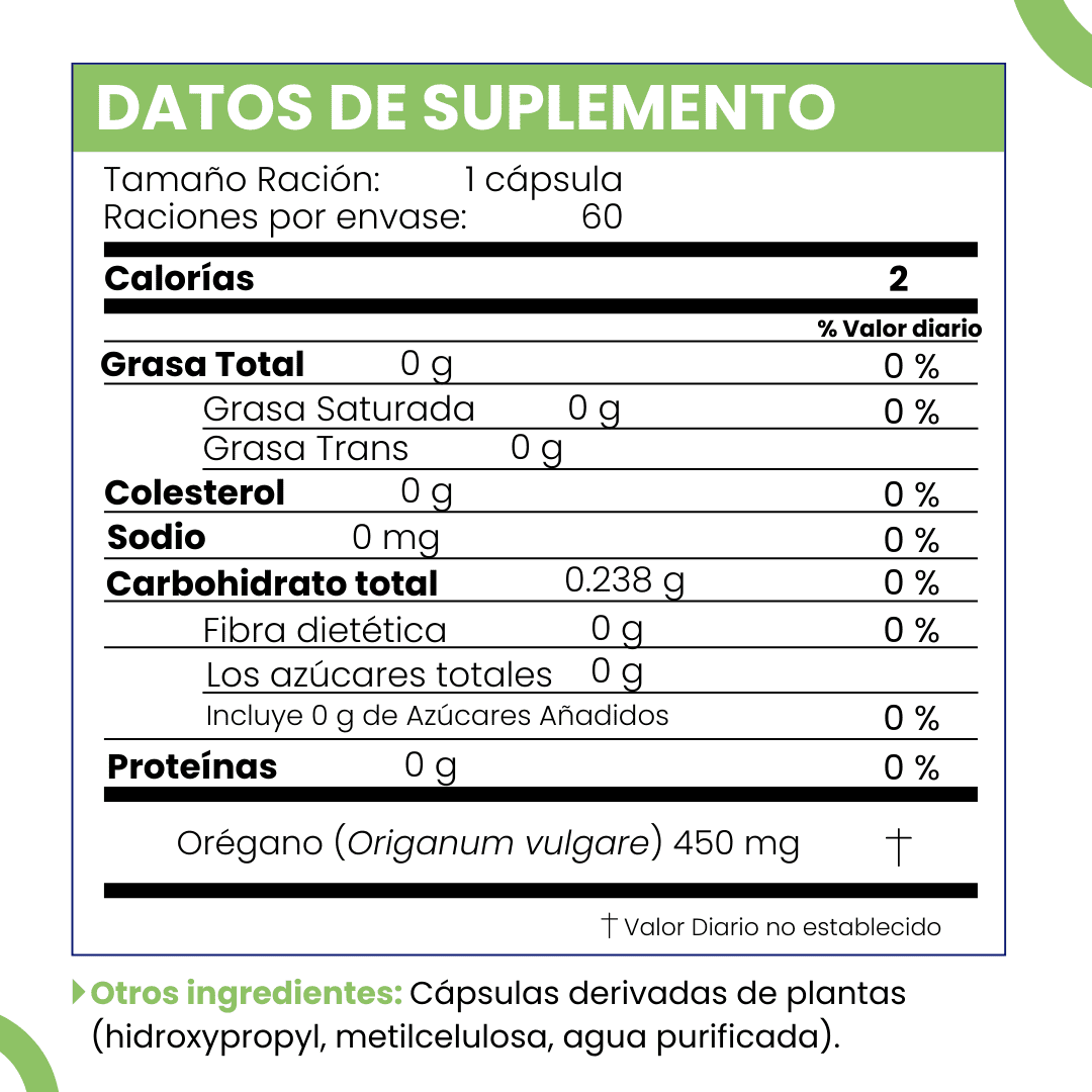 E&D Herbs 60 Oregano Capsules of 450 mg for Immune Support