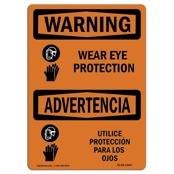 SignMission OS-WS-D-35-L-12907 OSHA Warning Sign - Wear Ear Protection with Symbol Bilingual