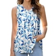 thumbnail image 2 of ClodeEU Women's Printed V Neck Sleeveless Tank Top,Trendy Boho Chic Spring Summer Shirts Blue,Womens Plus M, 2 of 5