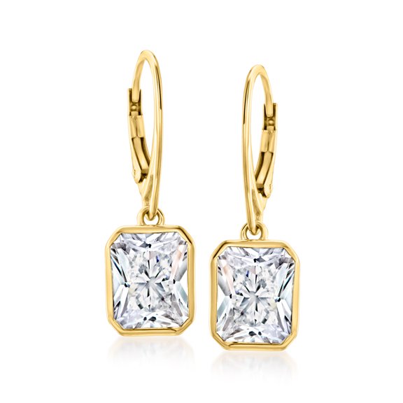 Ross-Simons 8.50 ct. t.w. Radiant-Cut CZ Drop Earrings in 18kt Gold Over Sterling, Women's, Adult