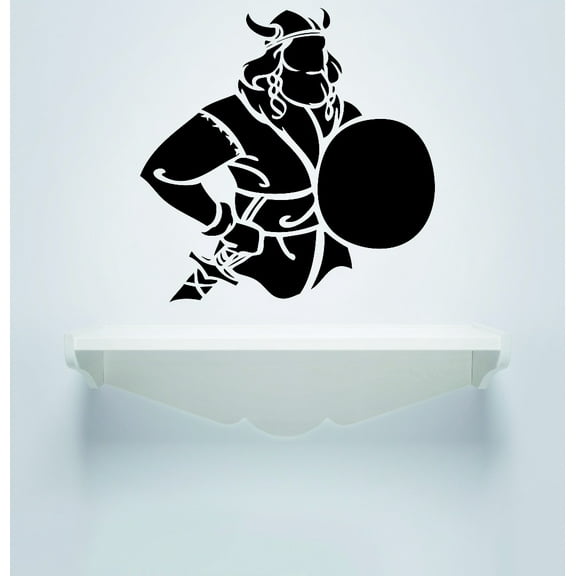 Wall Decal : Viking Warrior Silhouette 12x12 Inches