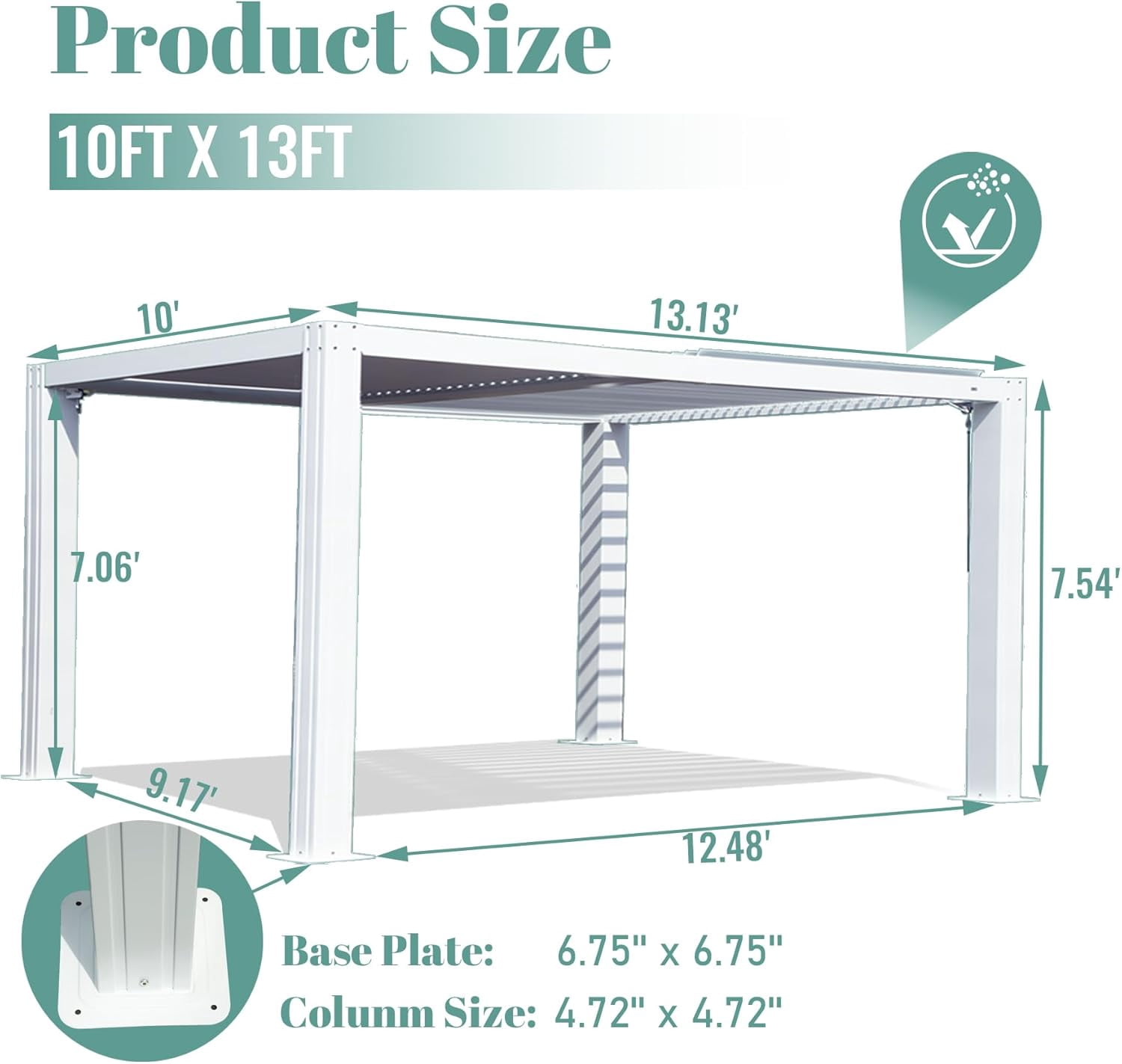 Domi Outdoor Louvered Pergola 10'×13', Aluminium Pergola with Adjustable Roof, Hardtop Gazebo for Patio, Deck, Garden, Yard, Beach(White)