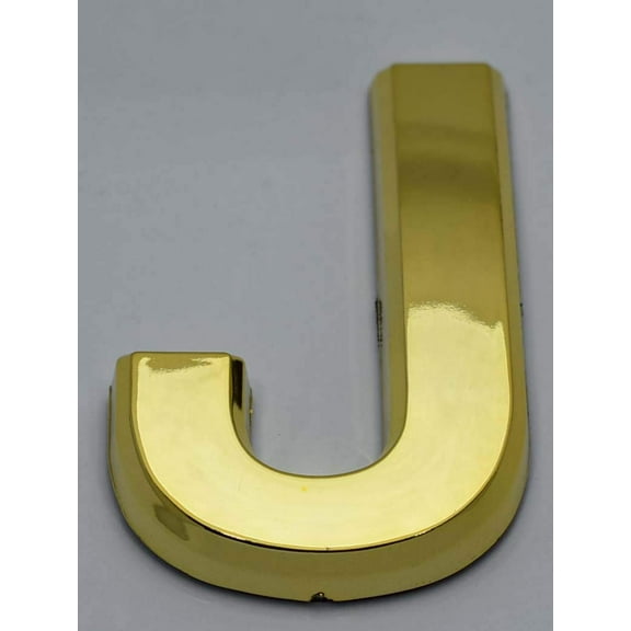 1 PCS - Apartment Number Sign/Mailbox Number Sign, Door Number Sign. Letter J Gold (Gold, 3D, Size 2.75 x 1.75, Comes with Double Sided Tape)- The Maple line