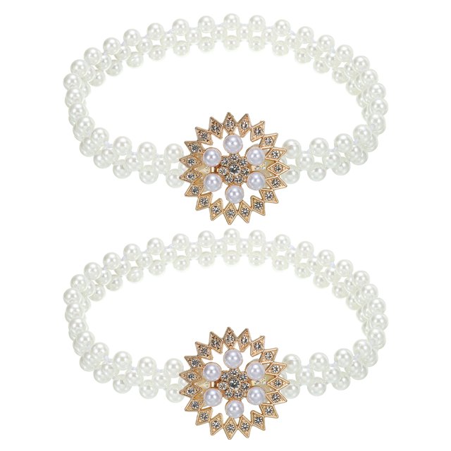 Unique Bargains Curtain Tiebacks Ropes, 2 Pack Elastic Snow-Flower Style Drape Tie Backs for Home Decor, Gold