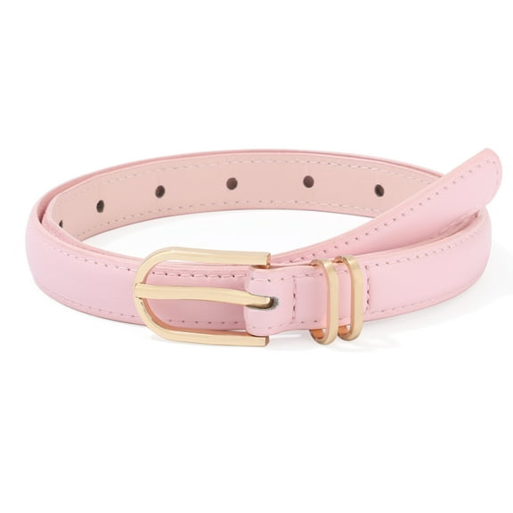 AWAYTR Kids PU Leather Belt - Toddler Skinny Belt with Golden Buckle for Boys and Girls