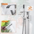 thumbnail image 6 of Wowow Brass Waterfall Single-Handle Floor Mount Freestanding Bathtub Faucet with Hand Shower and Supply Line in Brushed Nickel, 6 of 8