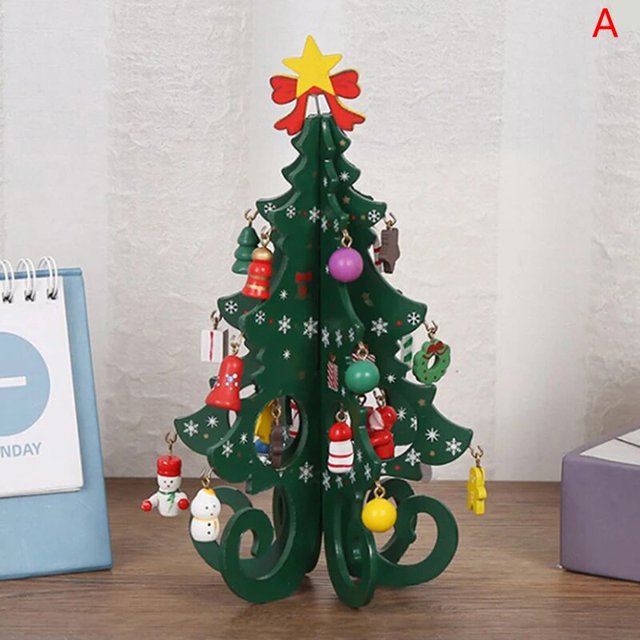 2022 Christmas Tree Children's Handmade DIY Stereo Wooden Christmas Tree Scene Layout Christmas Decorations Ornaments Hot