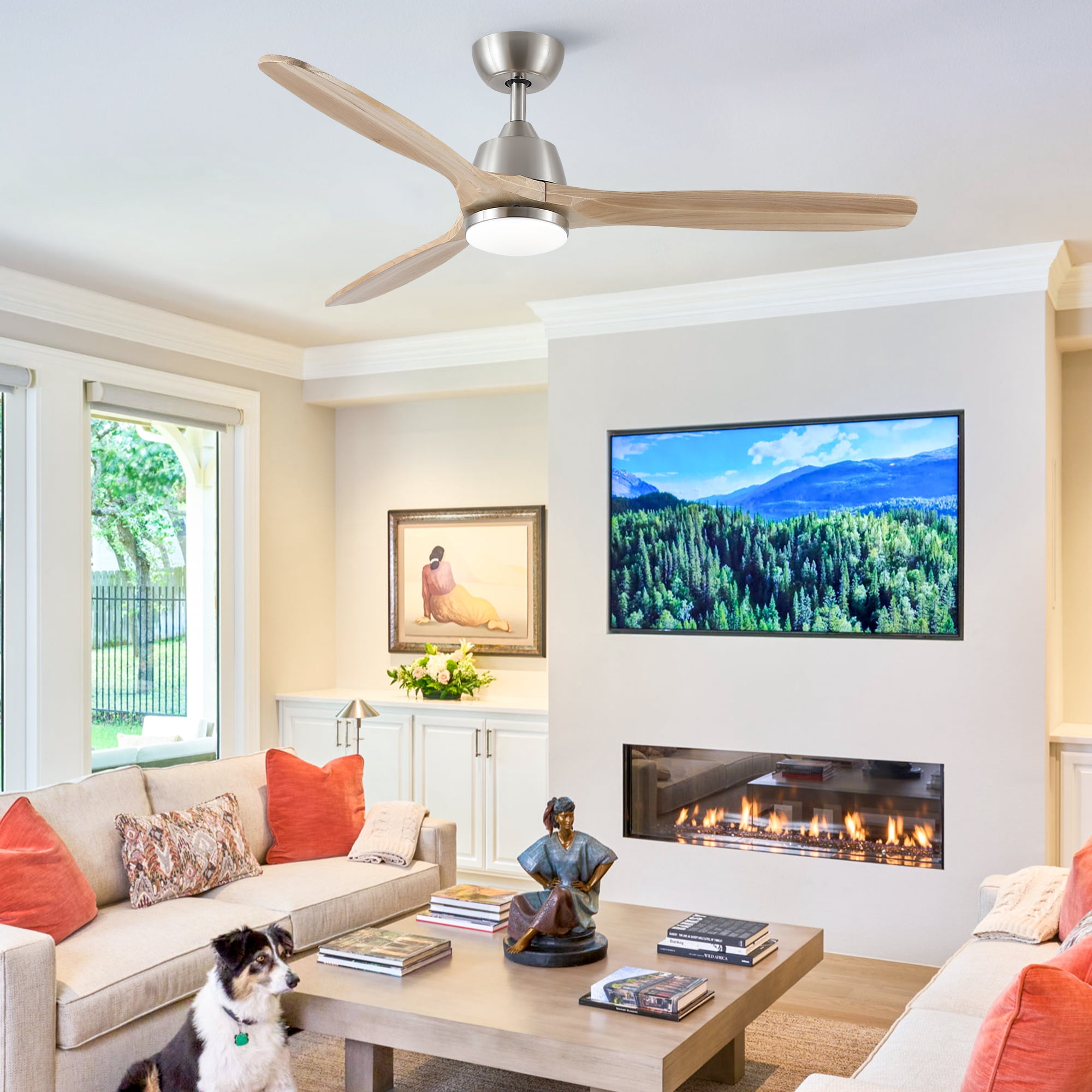 Leumius 52" Ceiling Fan with Light and Remote with Quiet DC Motor, Reversible Blades, Dimmable 3CCT LED Light for Living Room Bedroom Brushed Nickel