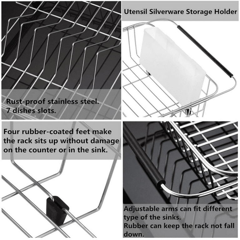 Travelwant Expandable Dish Drying Rack Over The Sink Small Dish Drainer in  Sink Adjustable Rustproof Sink Strainers for Kitchen-304 Stainless Steel 