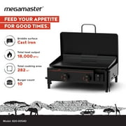 Megamaster 2-Burner Portable Gas Griddle with Built-In Lid, 18,000 BTUs, 282 SQ In Cooking Space, Small Tabletop Propane Griddle for Outdoor Cooking, Camping, BBQs, and Parties - 820-0054D