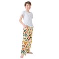 thumbnail image 3 of FORMRS Boys Pajama Pants with Pockets Size 6-8Y Kids Lounge Sleep Bottoms, Beige Retro Leaves, 3 of 8