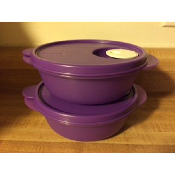 Tupperware CRYSTALWAVE Microwave Lunch Bowl SET 2.5 cups New Purple