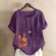 thumbnail image 2 of Camisetas de Manga Corta para las Mujeres Impreso Botón de Manga Corta Camiseta Blusa Poliéster, Ropa Casual Mirar Superior para las Mujeres, 2 of 4